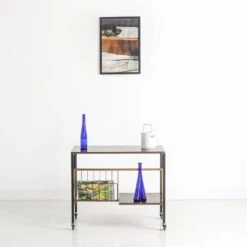 Vintage Vinyl Console/side Table On Wheels, 1970s -Bookcases Sales 6e2bcfce 582d 475b bcdd 5981a44f9a32