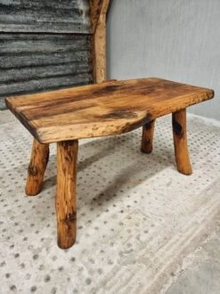 Vintage Coffee Table Rustic Beech Wood 55 X 90 Cm