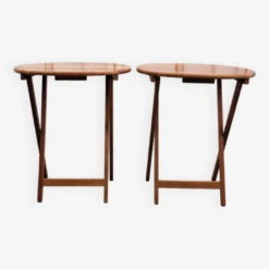 Set Of 2 Teak Folding Tables
