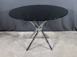 Small Mikado Table In Glass And Chromed Metal – 1970s -Bookcases Sales 731dfb93 2811 462c af83 f91b240ebc1a