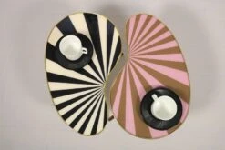 Small Side Table, Kidney Shaped, Black-White Stripes, 3 Elegant Legs, 50s Style -Bookcases Sales 743d6612 e487 47e6 89ba 7f34fd45167a