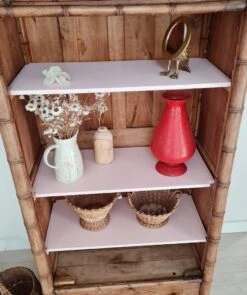 Bonnetiere - Old Wooden Bookcase With Pink Shelf -Bookcases Sales 7495e160 8d3e 4a82 8f3a cd2af6ebaa43