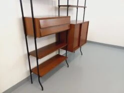 Vintage Modular Italian Double Shelf Bookcase In Teak And Metal From The 60s -Bookcases Sales 751d55ca 7918 4e86 b541 7d4e2cb0ebfe