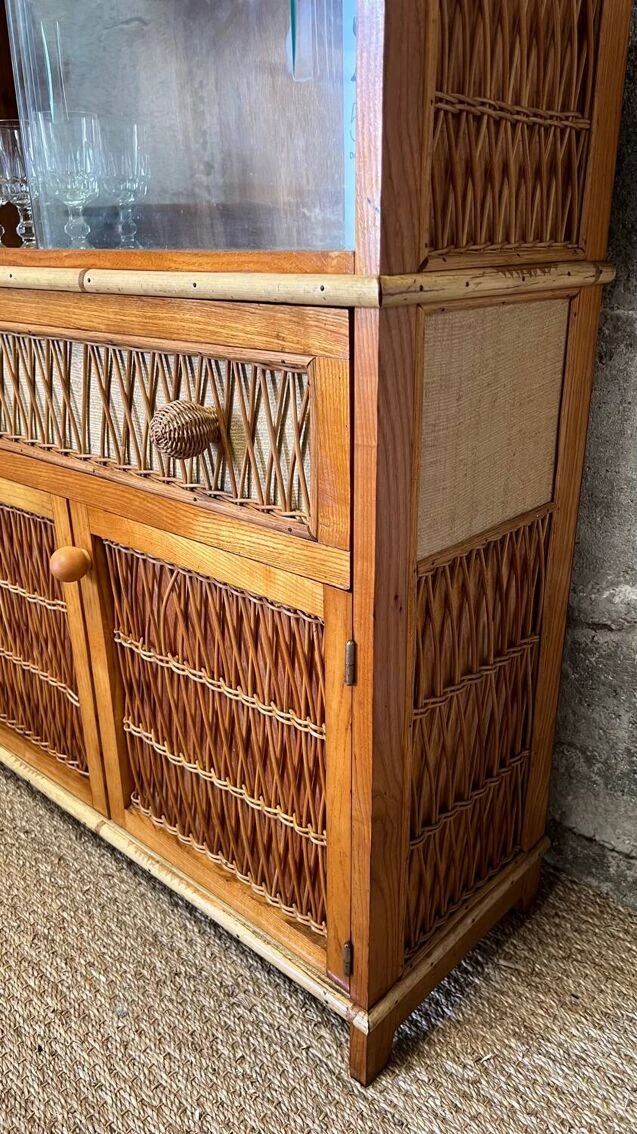 Bookcase Display Unit In Wood And Rattan 8 Bookcase Display Unit In Wood And Rattan - Image 8