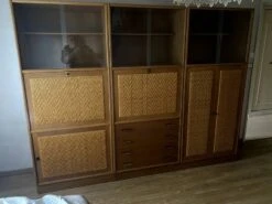 Bookcase In Oak And Rattan House Redureau 3 Modules -Bookcases Sales 7985f7c2 ca86 4051 8398 a7a45f590916