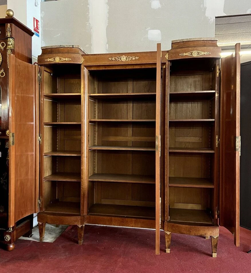 Louis XVI Style Bookcase Curved In Precious Wood Marquetry Circa 1900 3 Louis XVI Style Bookcase Curved In Precious Wood Marquetry Circa 1900 - Image 3