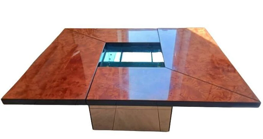 Lacquered Burl Wood Coffee Table With Sliding Top, Paul Michel France, Circa 1970 8 Lacquered Burl Wood Coffee Table With Sliding Top, Paul Michel France, Circa 1970 - Image 8