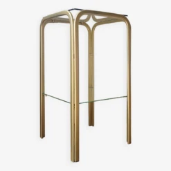 Bolster Side Table In Gold Metal, Smoked Glass & Mirror Hollywood Regency 80's -Bookcases Sales 8069309c 7645 49b5 83f2 68ed8a8f05d2