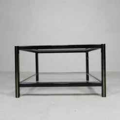 Hollywood Regency Coffee Table With 2 Faceted Glass Plates, 1970s -Bookcases Sales 81161039 4a9c 437e 8ab6 fbaeb32c0ab2