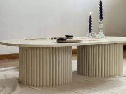 Oblong Coffee Table On 2 Fluted Bases In Light Beige -Bookcases Sales 83024ddf fcce 40b9 9b8d 6e0d124e6b18