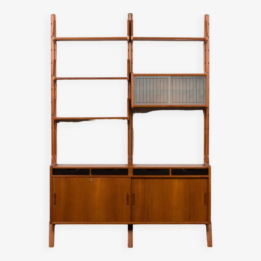 Scandinavian Free Standing Teak Wall Unit With A Sideboard,Norway 1960s 18 Scandinavian Free Standing Teak Wall Unit With A Sideboard,Norway 1960s - Image 18