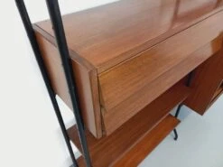 Vintage Modular Italian Double Shelf Bookcase In Teak And Metal From The 60s -Bookcases Sales 87ff013a 7cec 469a 9e73 4cbc7934deef