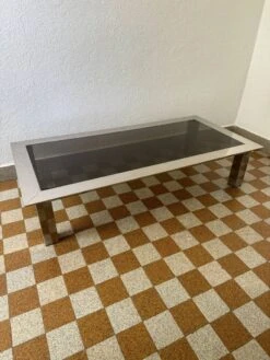 Rectangular Coffee Table In Chrome Steel And Smoked Glass From The 70s -Bookcases Sales 913e3cc4 2a34 4a87 949f 279d2af702ea