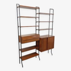 Vintage Modular Italian Double Shelf Bookcase In Teak And Metal From The 60s -Bookcases Sales 94612933 e69e 4a89 9ff7 a364d5399f90