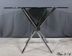 Small Mikado Table In Glass And Chromed Metal – 1970s -Bookcases Sales 9560cef6 5e34 4bb4 b2a9 786019c083c3