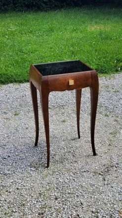 Vintage Side Table From The 30s/50s In Beech And Mirror Top