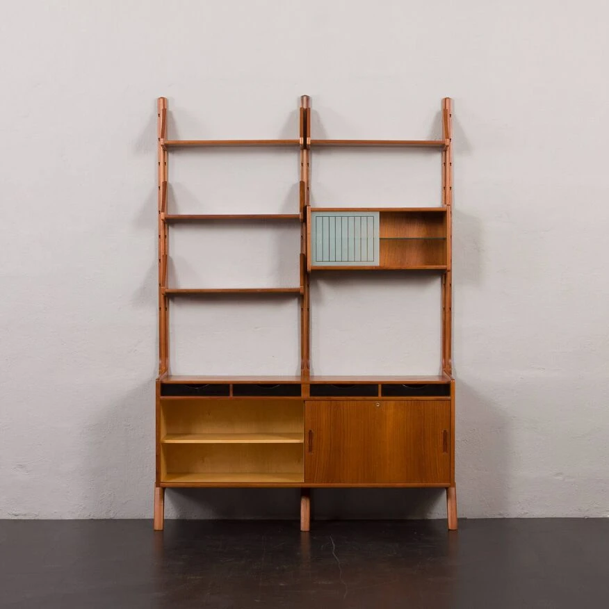 Scandinavian Free Standing Teak Wall Unit With A Sideboard,Norway 1960s 2 Scandinavian Free Standing Teak Wall Unit With A Sideboard,Norway 1960s - Image 2