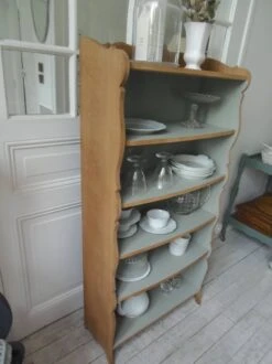 Small Vintage Bookcase, 5 Fixed Shelves, Interior Sublimated In Verdigris. -Bookcases Sales 98709f6f 68d8 45c0 82a5 5032ee197234