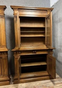 Pair Of Renaissance Style Woodwork Bookcases In Solid Walnut Circa 1850 -Bookcases Sales 98c53033 0f4a 445f 83d4 1d4e378c989e