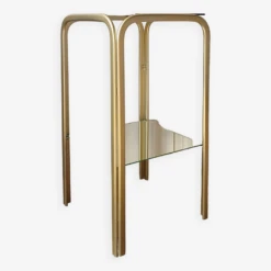 Bolster Side Table In Gold Metal, Smoked Glass & Mirror Hollywood Regency 80's -Bookcases Sales 9a03fd86 1acd 43b1 bcb7 ee5a7601a67d