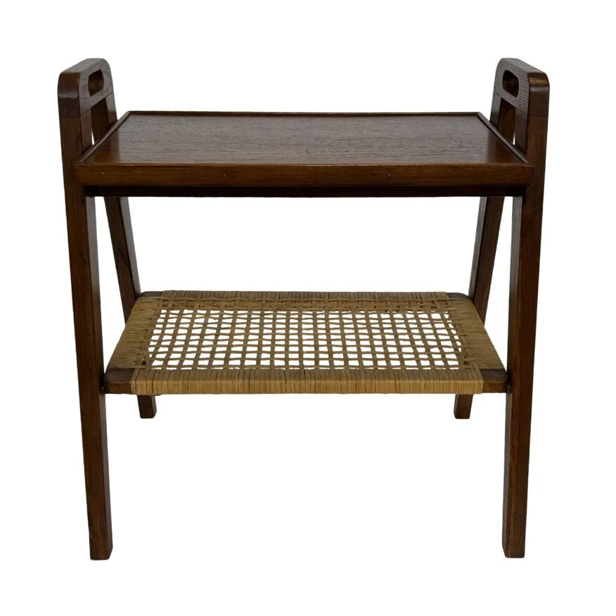 Vintage Side Table Teak Rattan Table From The 1960s 1 Vintage Side Table Teak Rattan Table From The 1960s