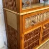 Bookcase Display Unit In Wood And Rattan