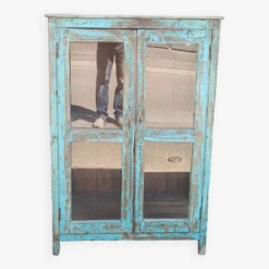 Old Blue Wooden Display Case