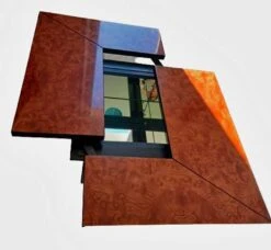 Lacquered Burl Wood Coffee Table With Sliding Top, Paul Michel France, Circa 1970