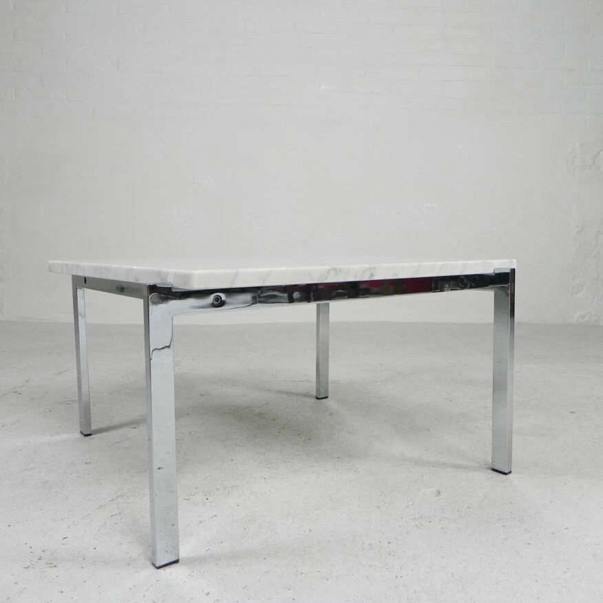 Coffee Table With Carrara Marble Top 60 X 60 Cm, 1970s 2 Coffee Table With Carrara Marble Top 60 X 60 Cm, 1970s - Image 2