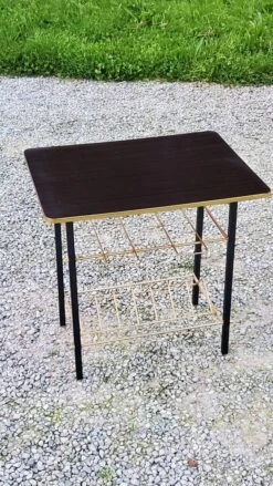 Vintage Side Table From The 60s Formica Top Imitation Rosewood Black And Gold Metal Legs -Bookcases Sales a5cbcc41 7da9 42fb 83ac cd56236980f2