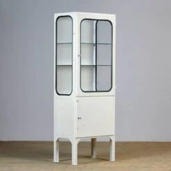 Vintage Iron And Glass Medical Cabinet, 1970’s