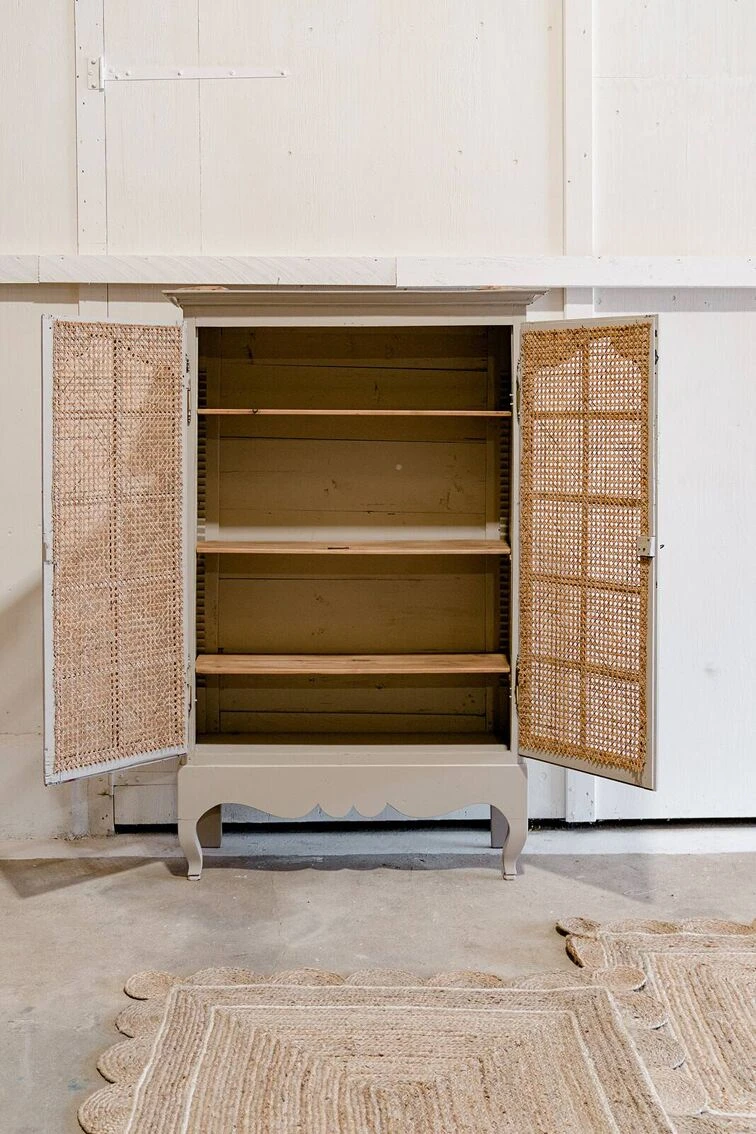 2-door Display Case Wood & Canework 3 2-door Display Case Wood & Canework - Image 3