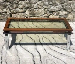 Vintage Rectangular Coffee Table 1970 Chrome, Wood & Smoked Glass -Bookcases Sales ac120820 2b26 4738 ac3f 60b6cf19879c