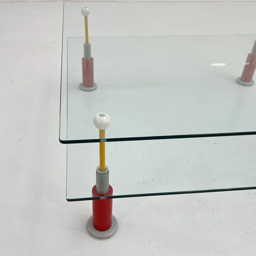 Postmodern Glass Coffee Table With Floating Pane, 1980s 3 Postmodern Glass Coffee Table With Floating Pane, 1980s - Image 3