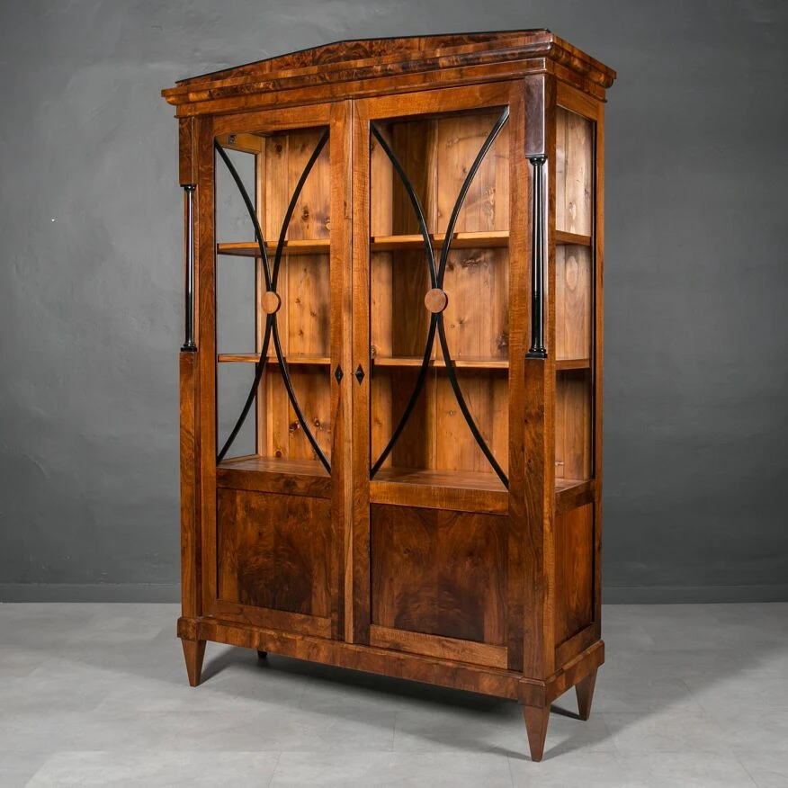 Biedermeier Display Cabinet, Walnut Wood, Germany, 19th Century 4 Biedermeier Display Cabinet, Walnut Wood, Germany, 19th Century - Image 4