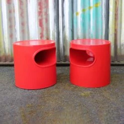 Pair Of Red Giano Vano Bedside Tables / Side Tables By Emma Gismondi For Artemide -Bookcases Sales ae8bf06b dc70 4b1c ac98 59af8883d64b