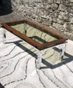 Vintage Rectangular Coffee Table 1970 Chrome, Wood & Smoked Glass -Bookcases Sales b02c19d3 8929 4406 8f54 2ac70bfda8ad