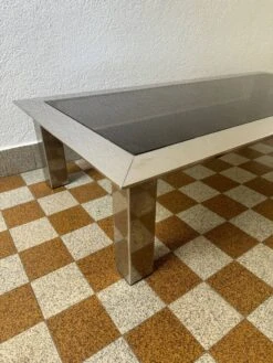 Rectangular Coffee Table In Chrome Steel And Smoked Glass From The 70s -Bookcases Sales b3fe4028 9c95 4c28 b1c0 511a7f595a8e