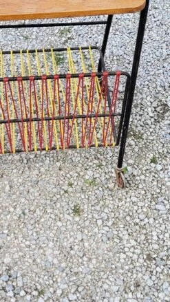 Vintage Side Table In Golden Blond Oak, Black Metal Base And Red And Yellow Scoubidous 29 Vintage Side Table In Golden Blond Oak, Black Metal Base And Red And Yellow Scoubidous -Bookcases Sales b659dbf5 7d4d 457e 858f e272454dbb5d