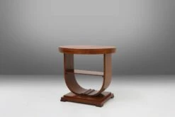 Art Deco Round Side Table With Arched Base, France Ca. 1930