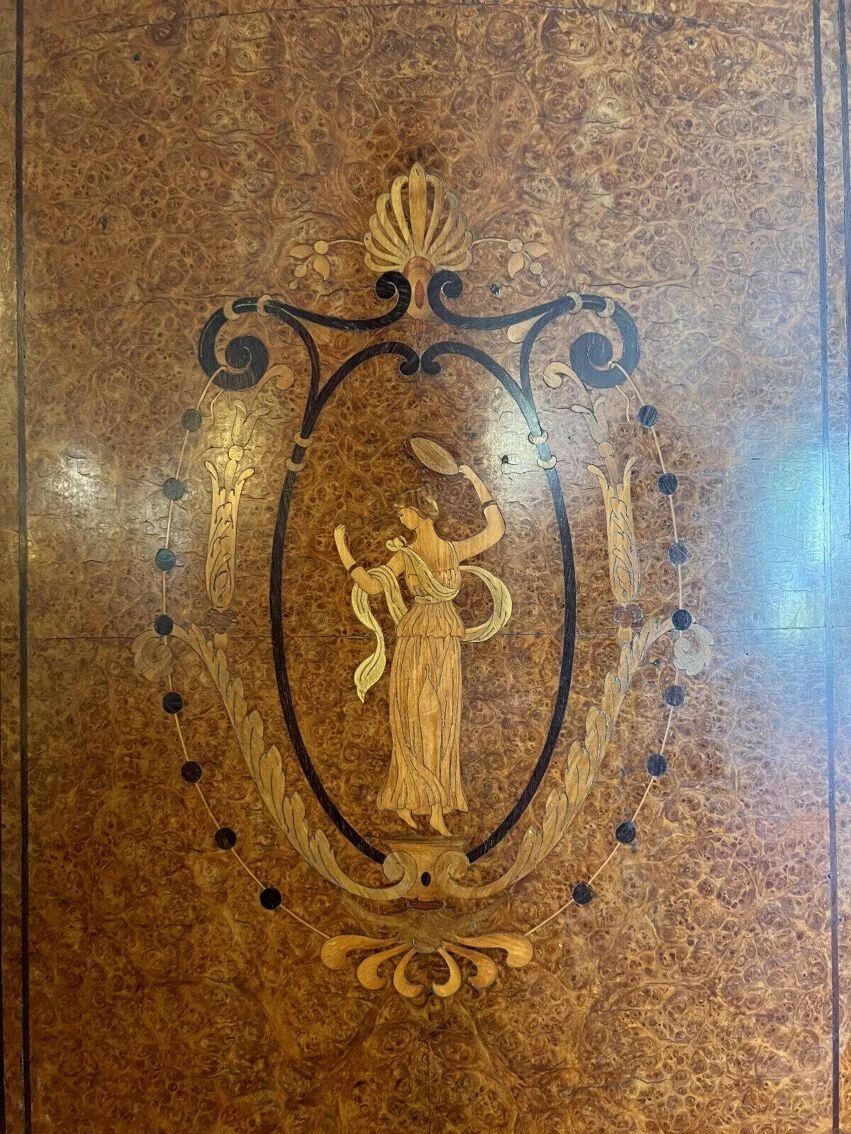 Louis XVI Style Bookcase Curved In Precious Wood Marquetry Circa 1900 4 Louis XVI Style Bookcase Curved In Precious Wood Marquetry Circa 1900 - Image 4