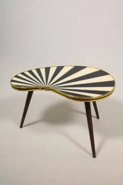 Small Side Table, Kidney Shaped, Black-White Stripes, 3 Elegant Legs, 50s Style -Bookcases Sales baa87ac1 62b5 4a9a bb98 64aa2684702d