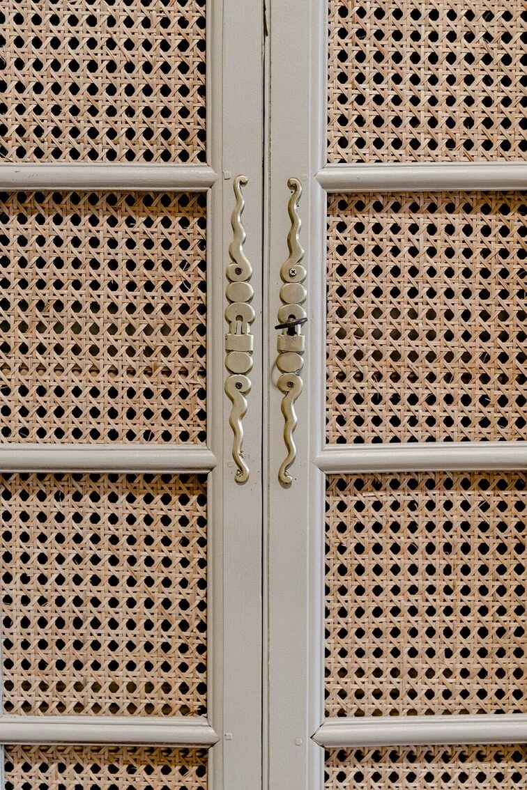 2-door Display Case Wood & Canework 4 2-door Display Case Wood & Canework - Image 4