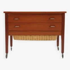 1960s Danish Teak Sewing Table With Drawers