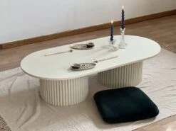 Oblong Coffee Table On 2 Fluted Bases In Light Beige -Bookcases Sales c0917eef 624e 456a 8834 9890214ca35d