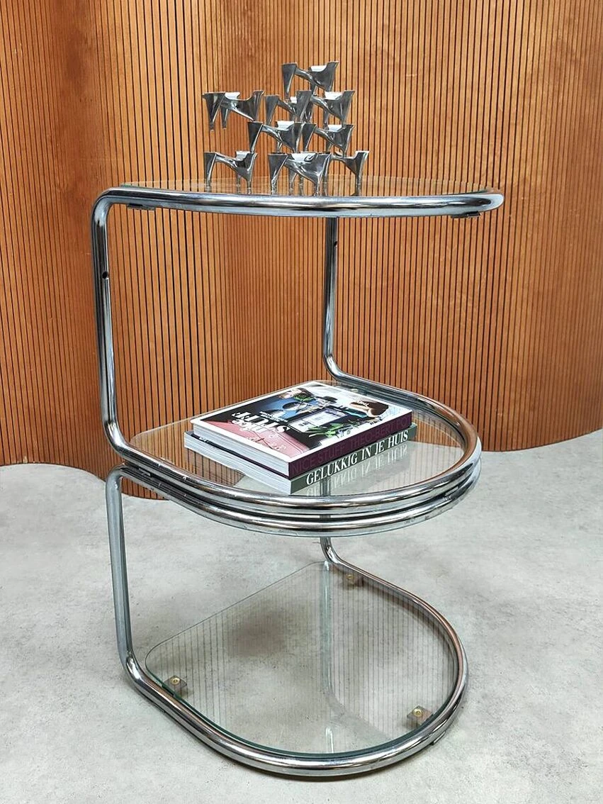 Vintage Chrome Side Table Wall Shelve 4 Vintage Chrome Side Table Wall Shelve - Image 4