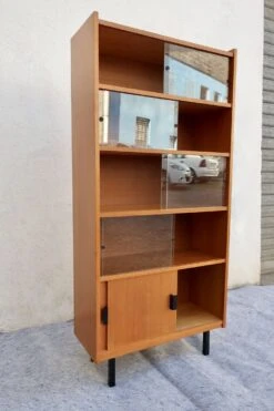 Vintage Display Cabinet/bookcase 1960s Blond Oak TBE