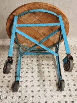 Industrial Side Table Trolley Coffee Table Sky Blue