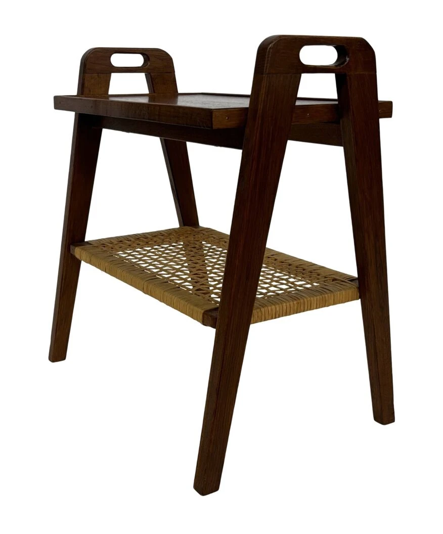 Vintage Side Table Teak Rattan Table From The 1960s 3 Vintage Side Table Teak Rattan Table From The 1960s - Image 3