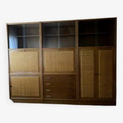 Bookcase In Oak And Rattan House Redureau 3 Modules -Bookcases Sales cf09aae4 bf6e 4dff 9b21 9a3548f42867